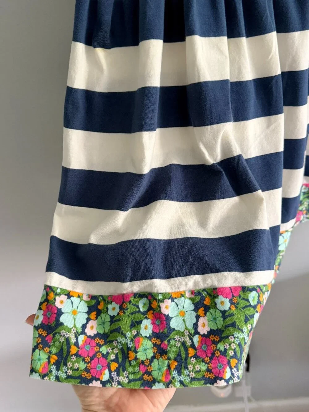 Matilda Jane Cotton Blue White Striped Floral Hem Dress Size 10